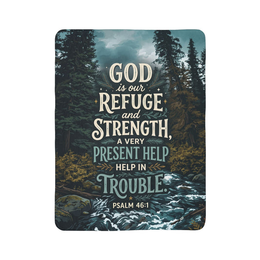 God Is Our Refuge Sherpa Blanket