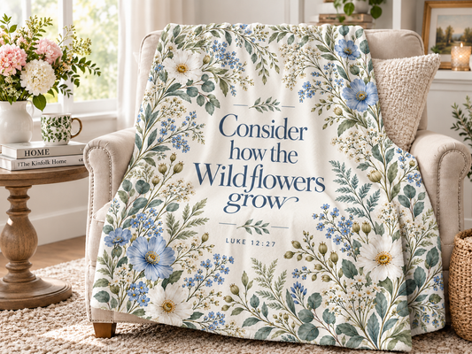 Consider How the Wildflowers Grow Quilted Throw