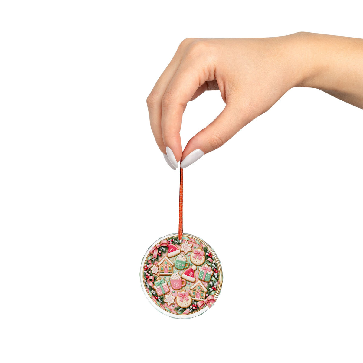 Sweet Christmas Cookies and Cocoa Crystal Glass Ornament