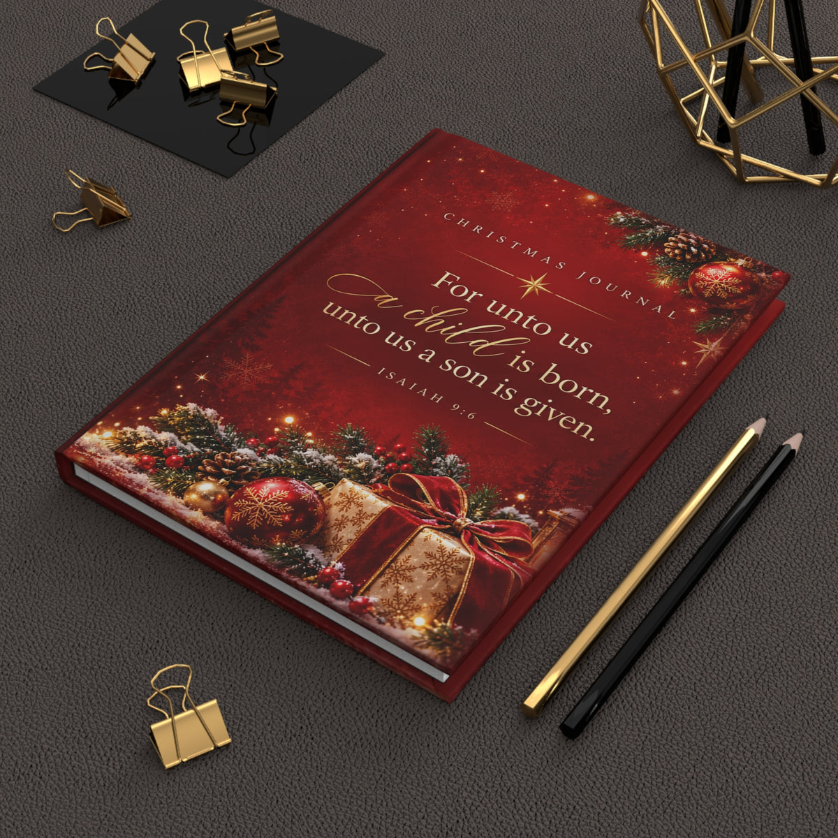 Unto Us a Child Is Born Christmas Prayer Journal, Red and Gold Gifts Hardcover