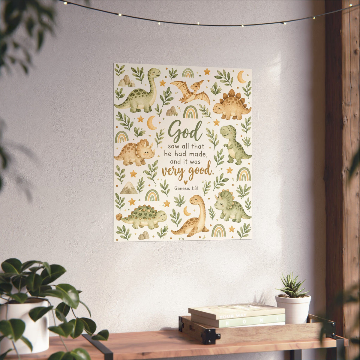 God Saw That It Was Very Good Baby Dinosaurs Nursery Wall Art