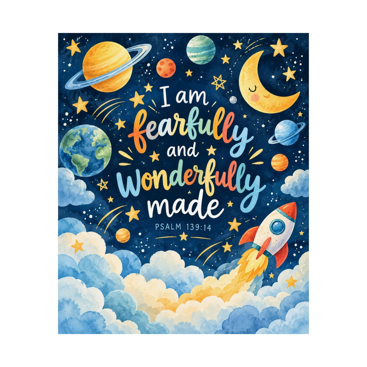 Fearfully and Wonderfully Made Space Rocket Wall Art