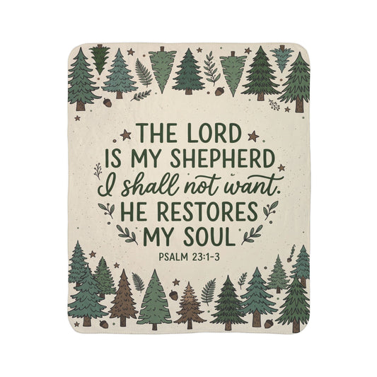 Green Pastures, Still Waters Fleece Sherpa Blanket