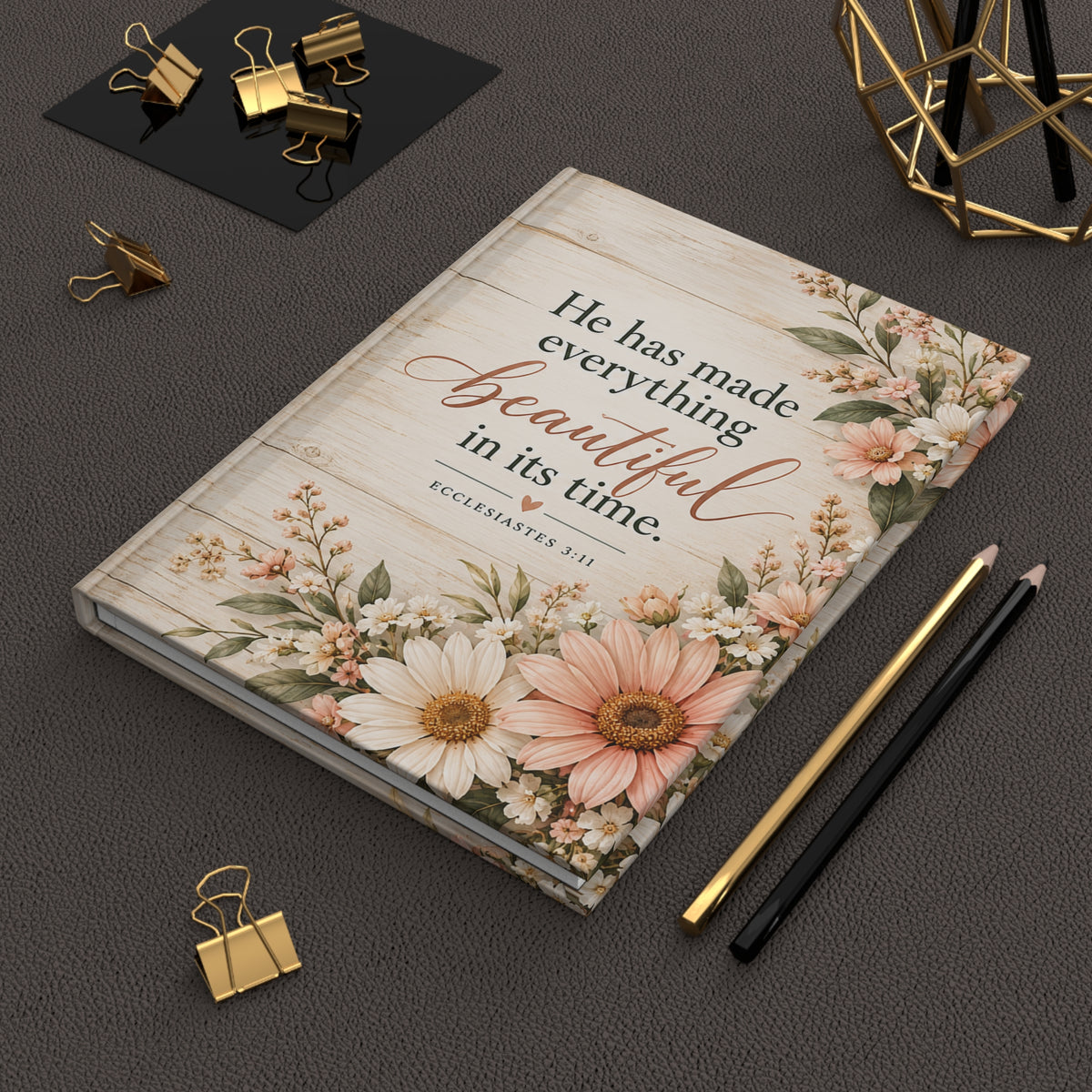 He Has Made Everything Beautiful Blush Floral Hardcover Journal