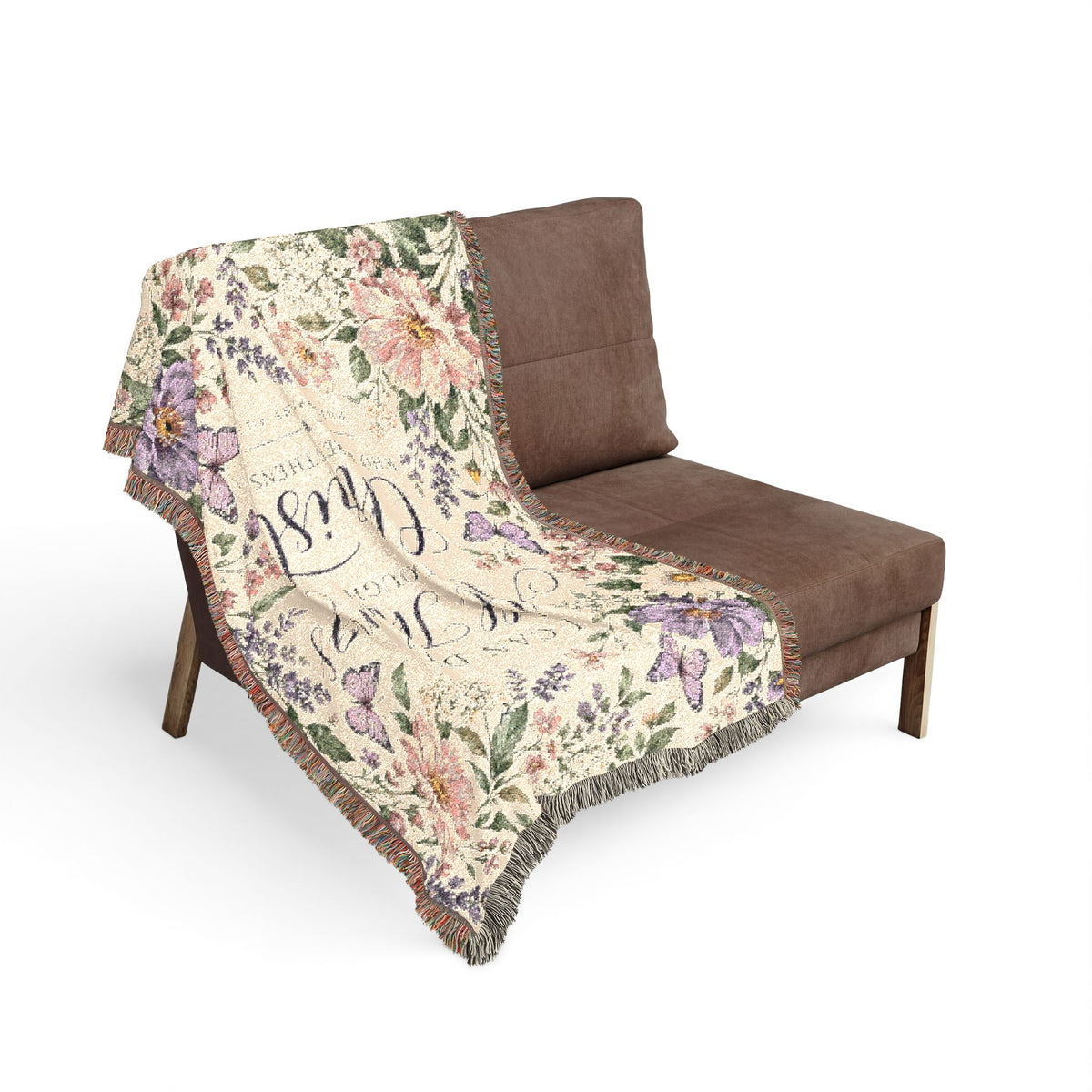 I Can Do All Things Through Christ Floral Woven Blanket