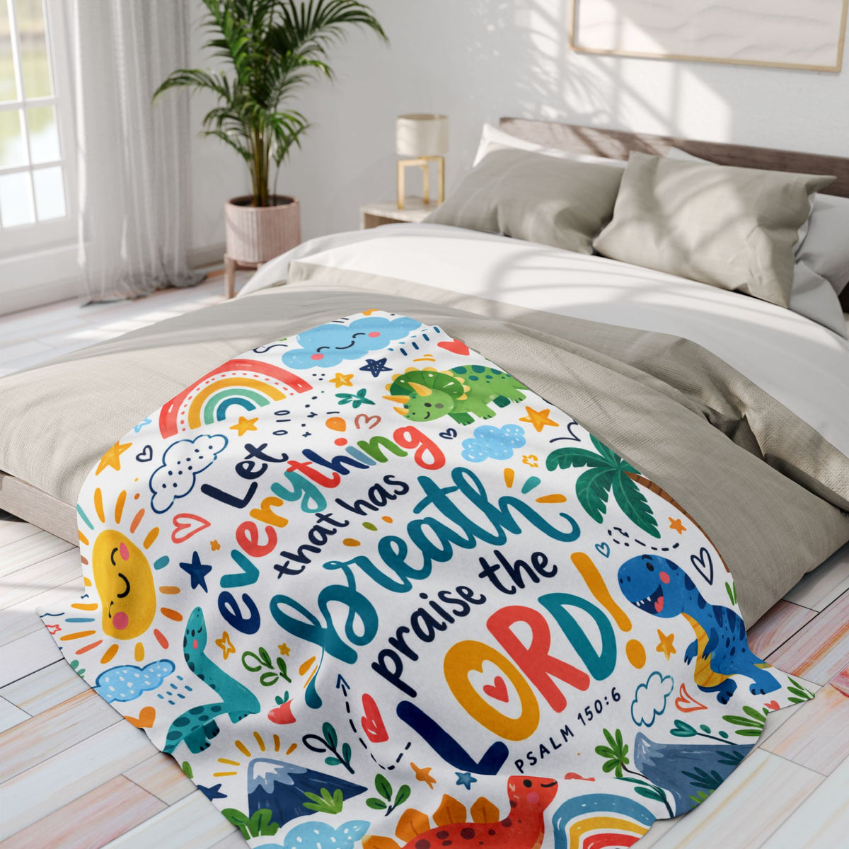 Let Every Thing Praise the Lord Dinosaurs Fleece Blanket