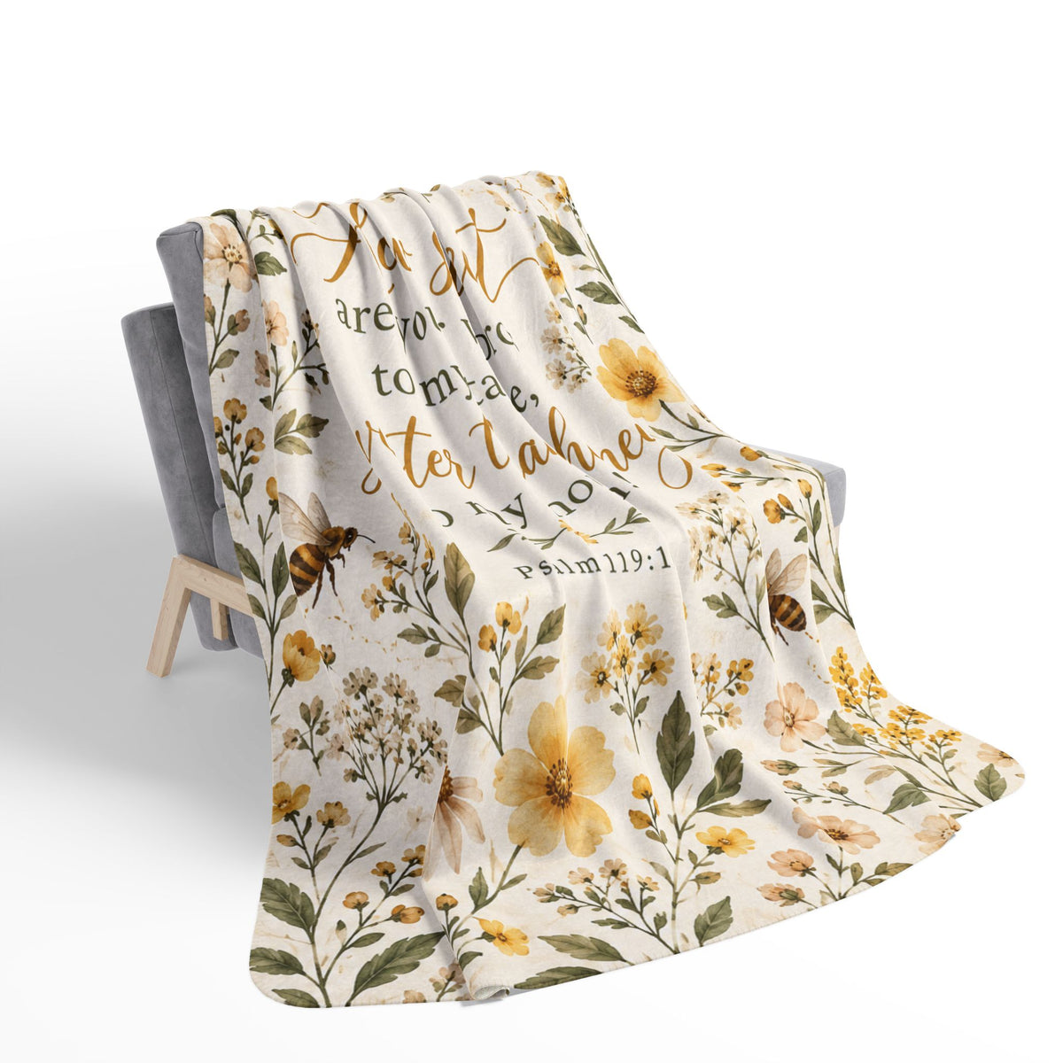 Sweeter Than Honey Floral Bee Sherpa Blanket