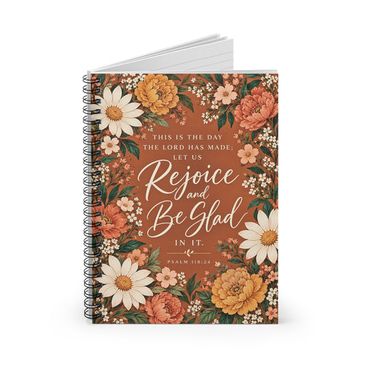 Rejoice and Be Glad Autumn Floral Spiral Journal