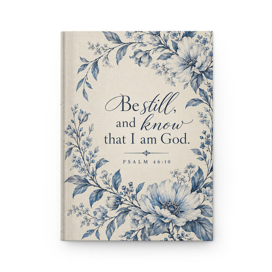 Be Still and Know That I Am God Blue Floral Hardcover Journal
