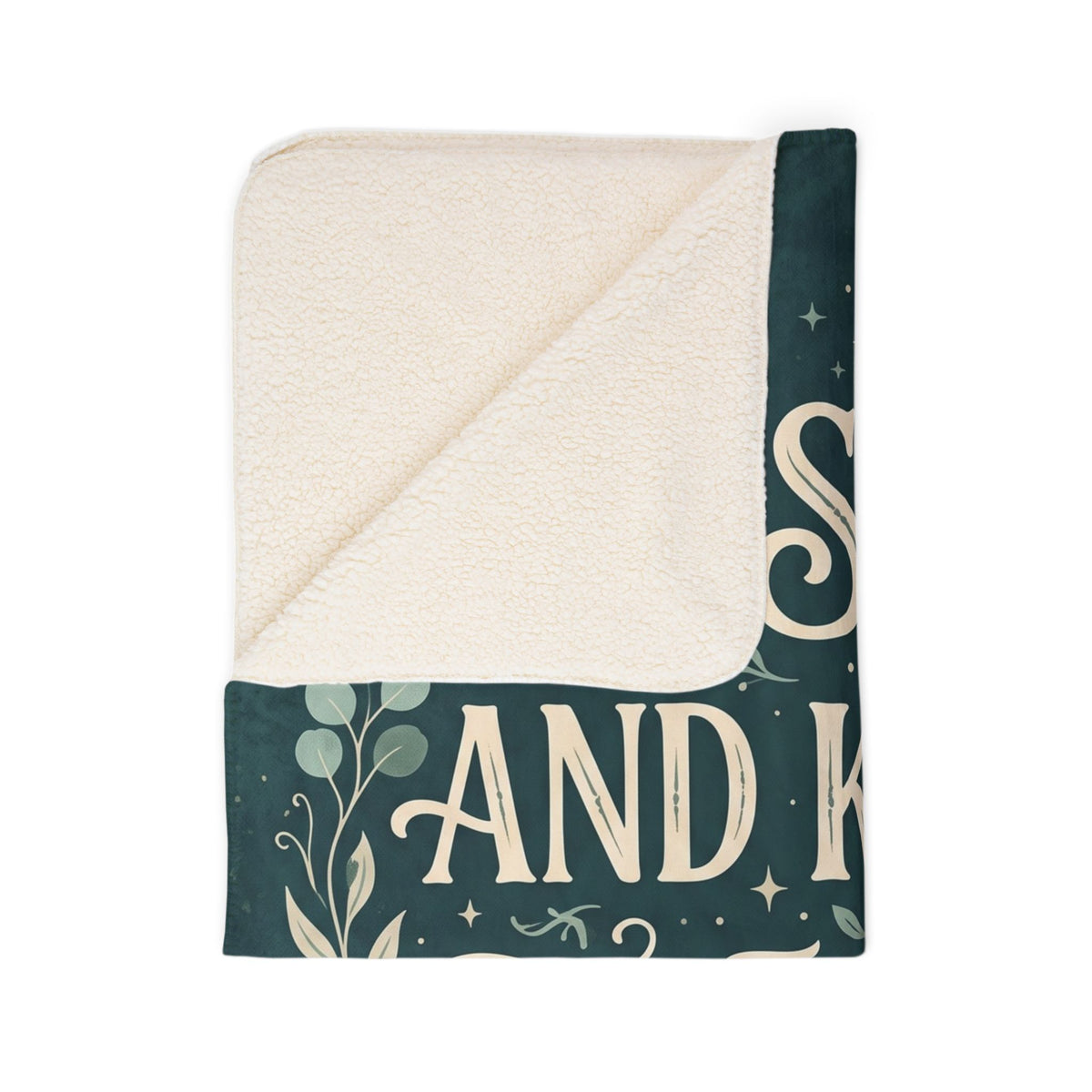 Be Still and Know Evergreen Botanical Sherpa Blanket