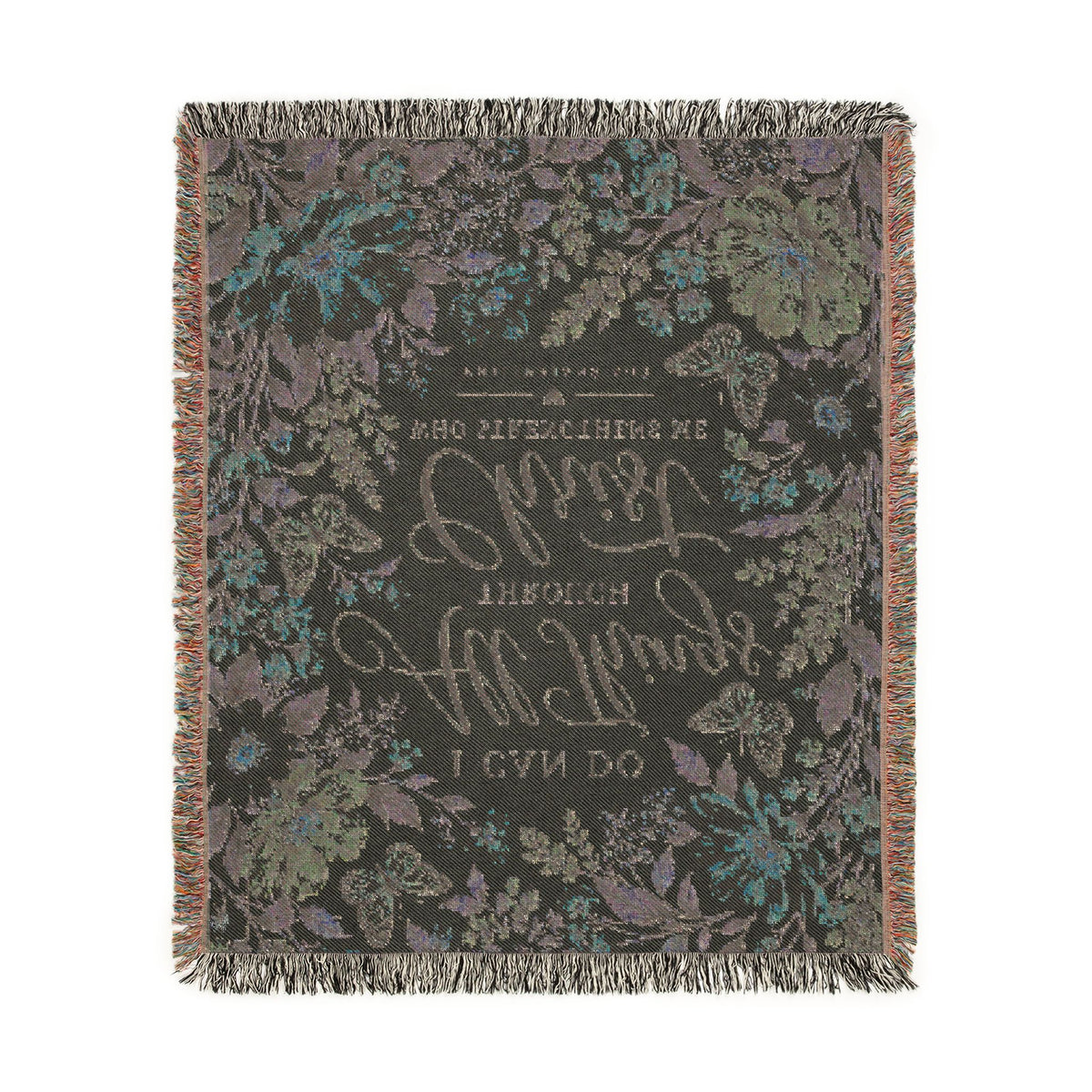 I Can Do All Things Through Christ Floral Woven Blanket