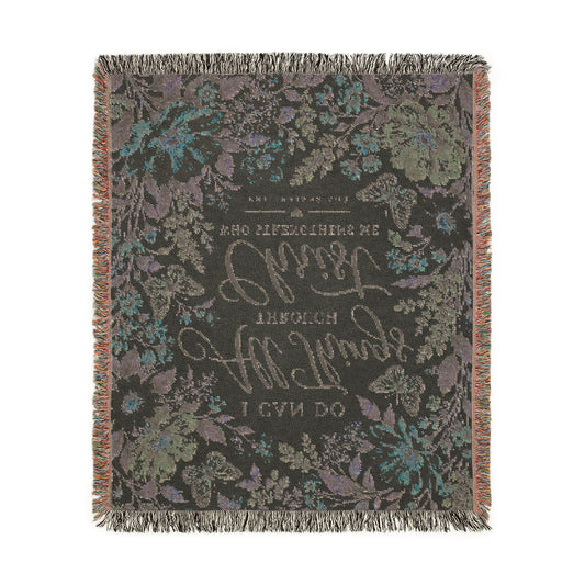 I Can Do All Things Through Christ Floral Woven Blanket