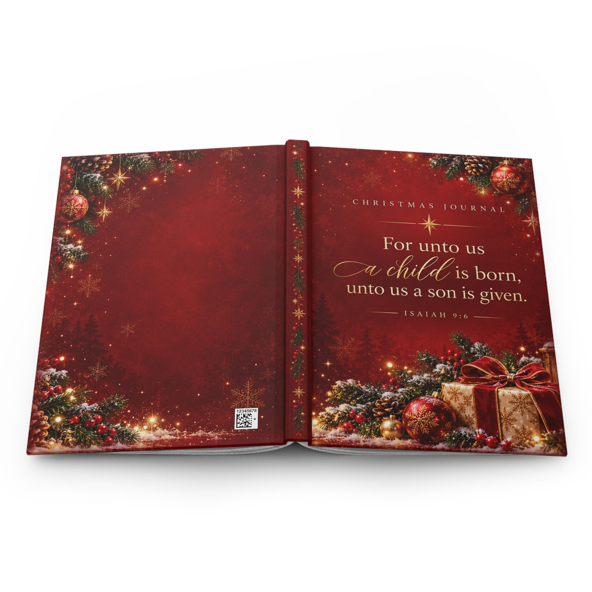Unto Us a Child Is Born Christmas Prayer Journal, Red and Gold Gifts Hardcover