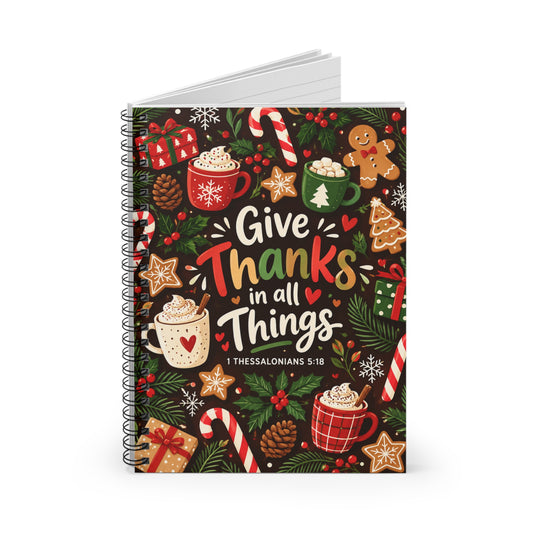 Gratitude Spiral Journal with Gingerbread and Candy Canes
