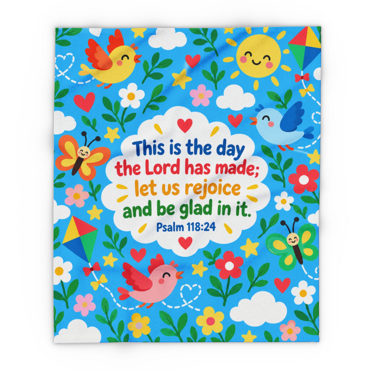 This Is the Day Cheerful Blue Birds Fleece Blanket