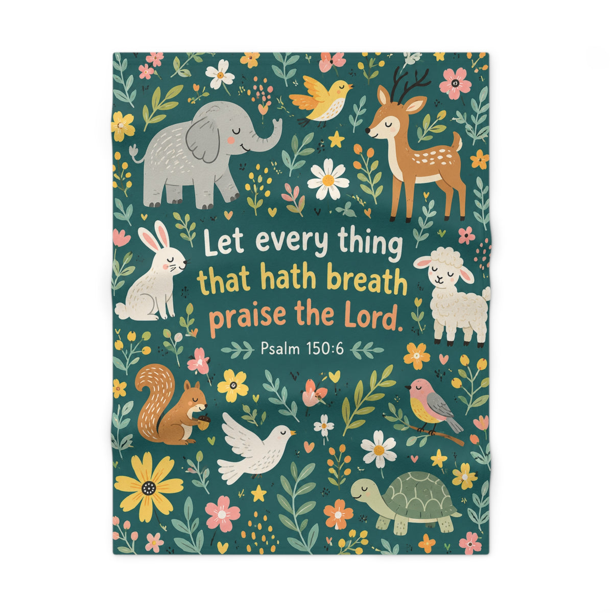 Let Every Thing Praise the Lord Woodland Animals Baby Blanket