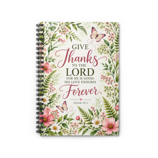 Give Thanks to the Lord Butterfly and Fern Spiral Journal