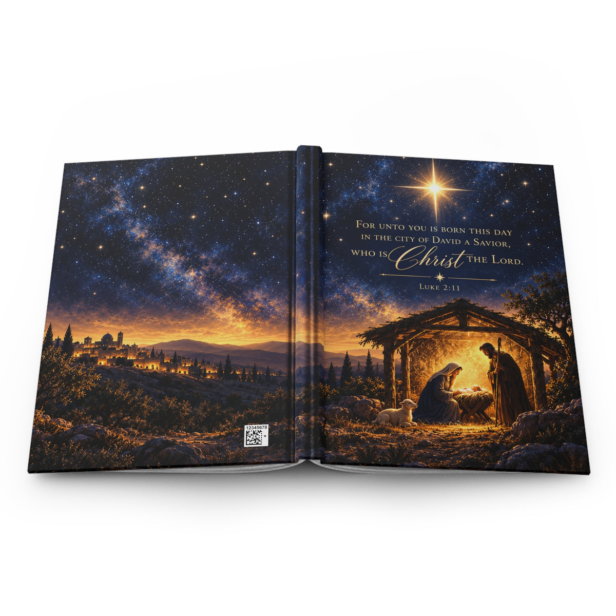 Nativity Christmas Journal with Starry Night Stable Hardcover