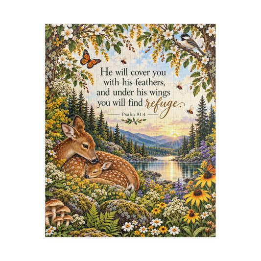 He Will Cover You Woodland Fawn Puzzle