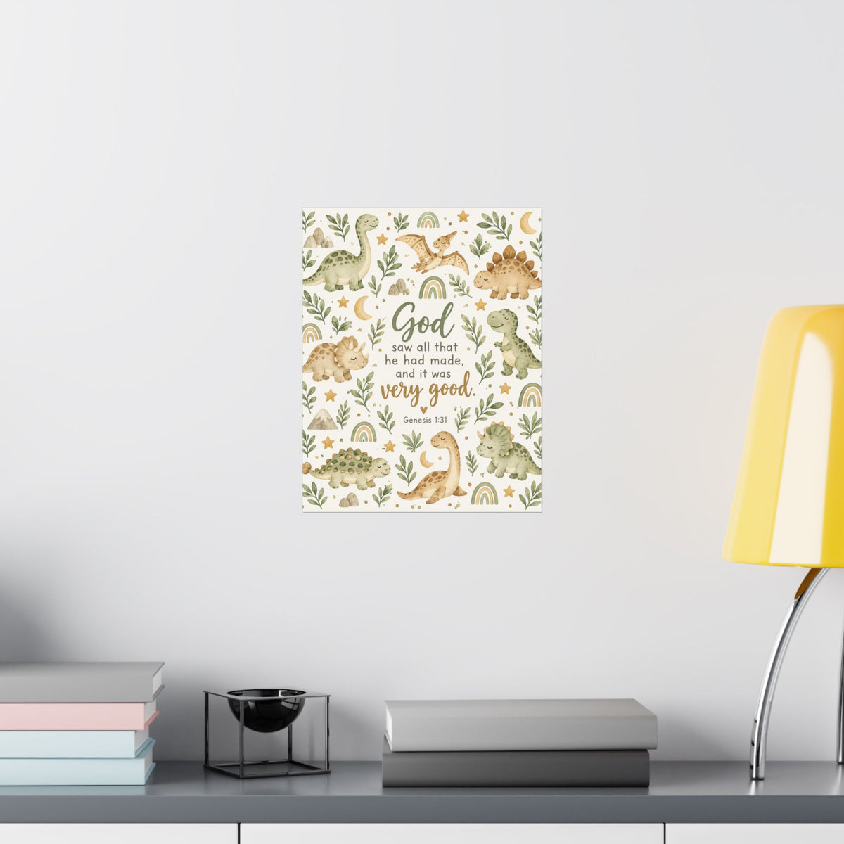 God Saw That It Was Very Good Baby Dinosaurs Nursery Wall Art