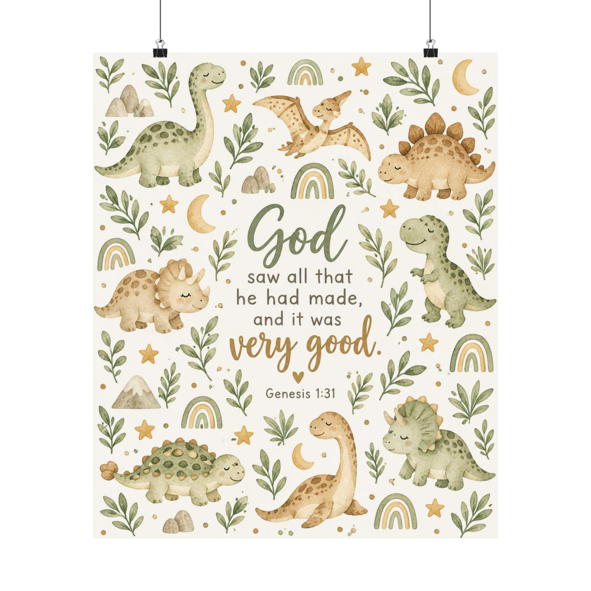 God Saw That It Was Very Good Baby Dinosaurs Nursery Wall Art