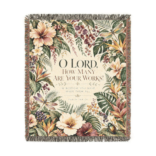 O Lord, How Many Are Your Works Tropical Floral Blanket