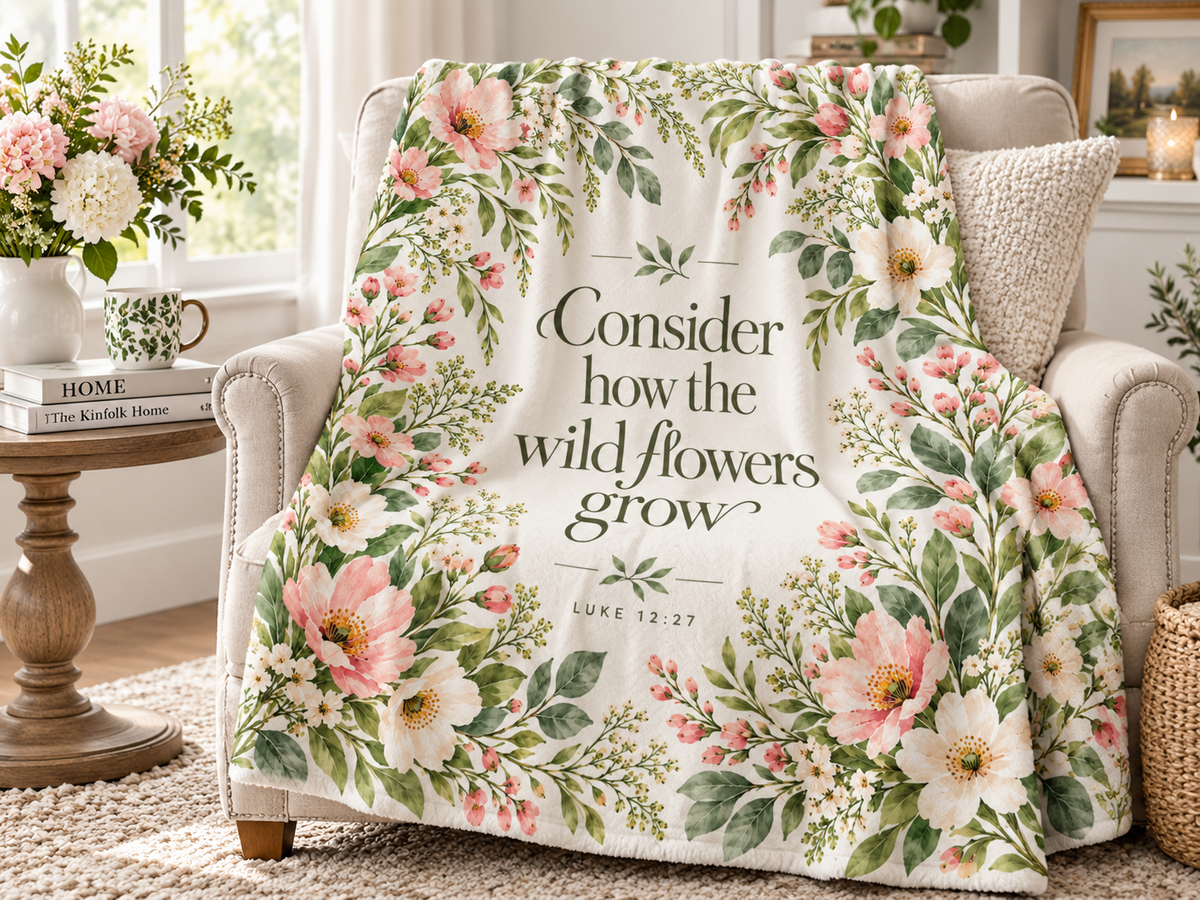 Consider How the Wildflowers Grow Quilted Throw