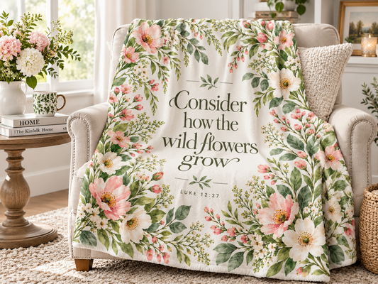 Consider How the Wildflowers Grow Quilted Throw