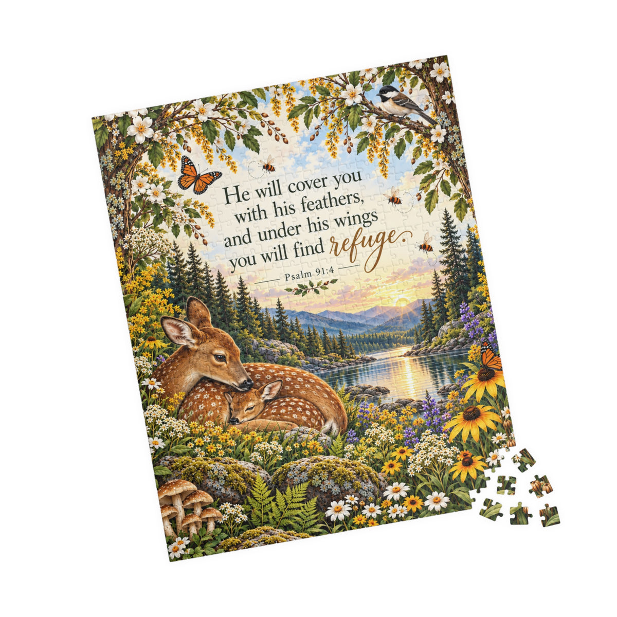 He Will Cover You Woodland Fawn Puzzle