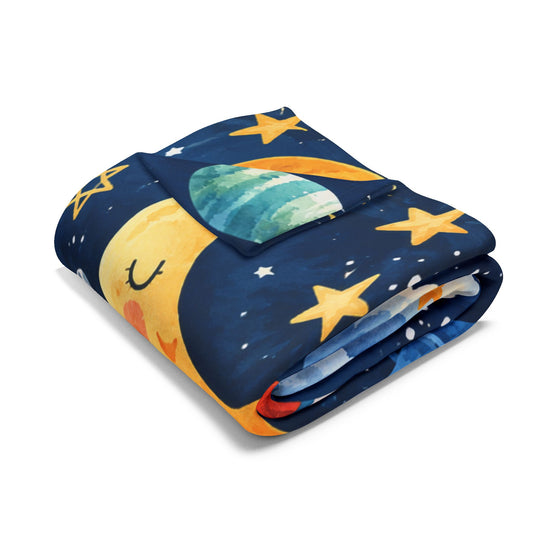 Fearfully and Wonderfully Made Space Rocket Fleece Blanket