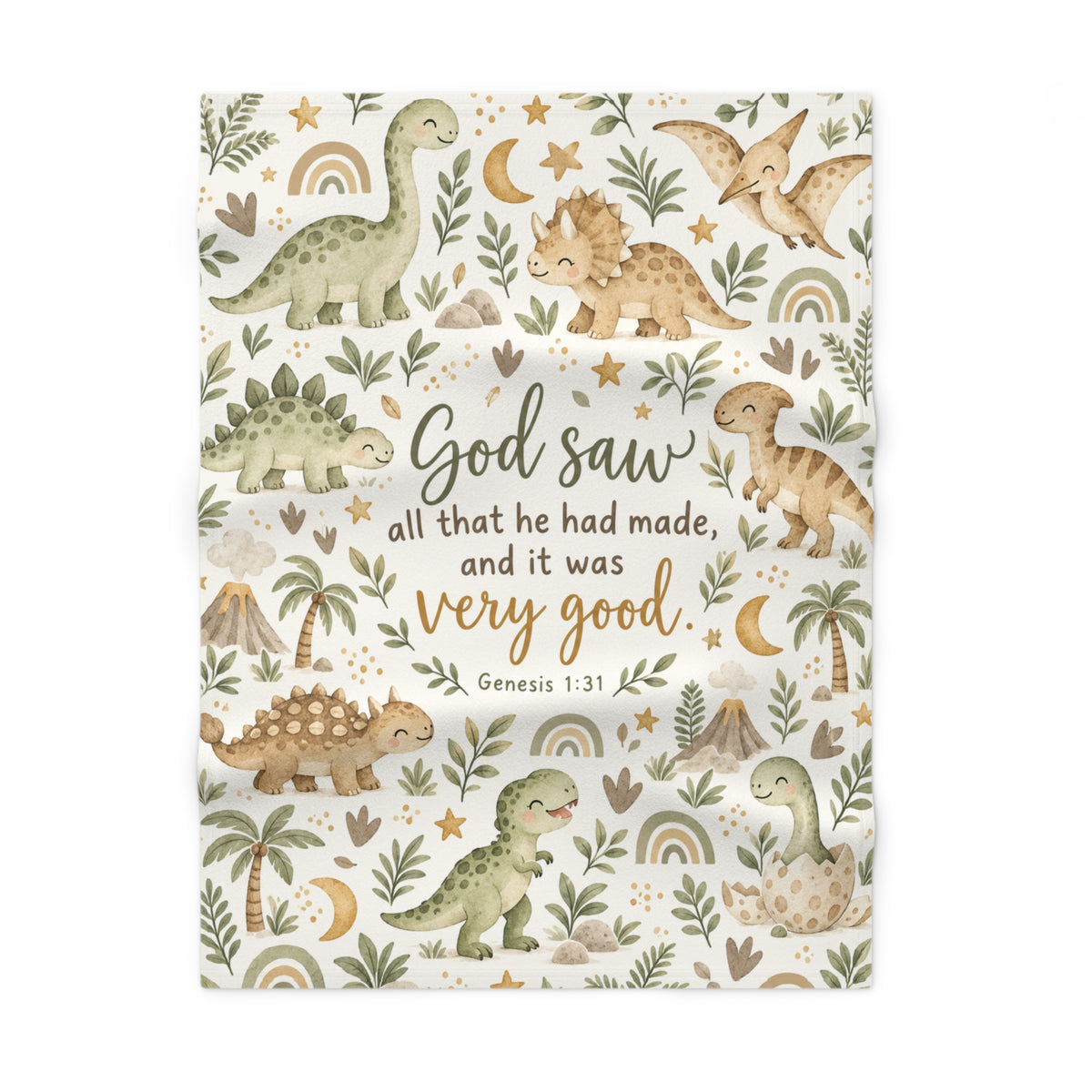 God Saw That It Was Very Good Baby Dinosaurs Baby Blanket