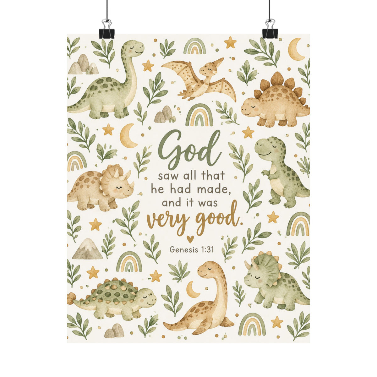God Saw That It Was Very Good Baby Dinosaurs Nursery Wall Art