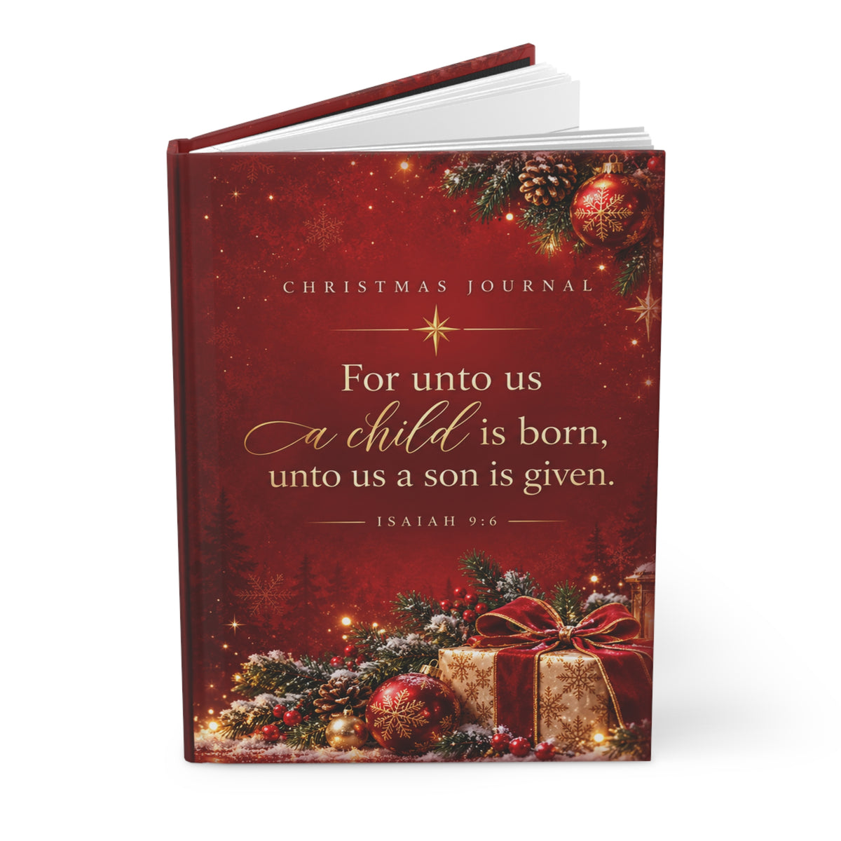Unto Us a Child Is Born Christmas Prayer Journal, Red and Gold Gifts Hardcover