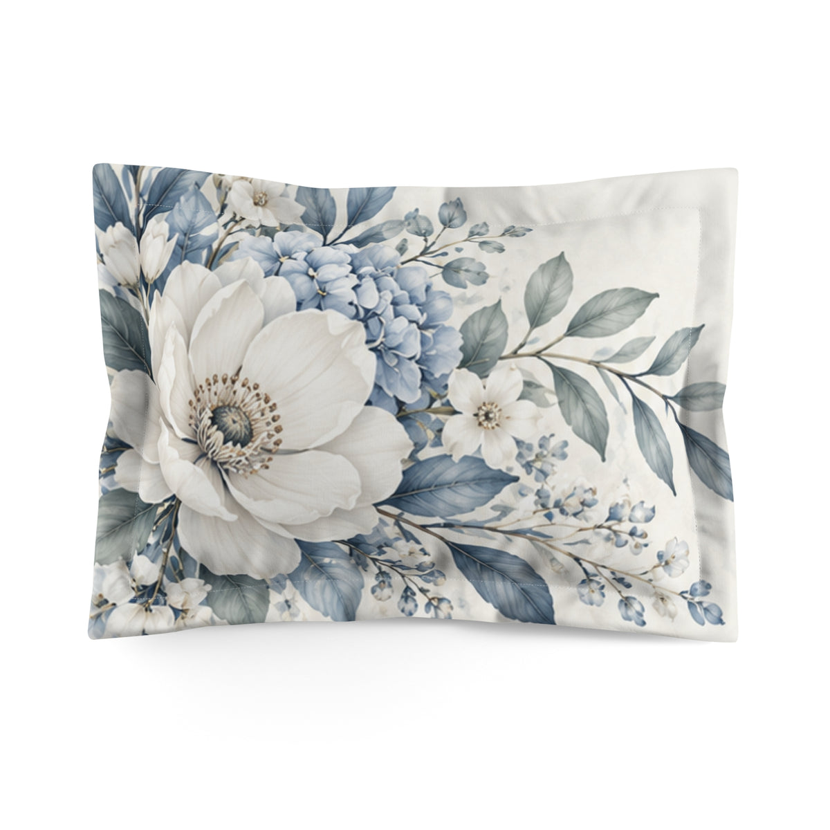 Blue and Cream Garden Microfiber Pillow Sham