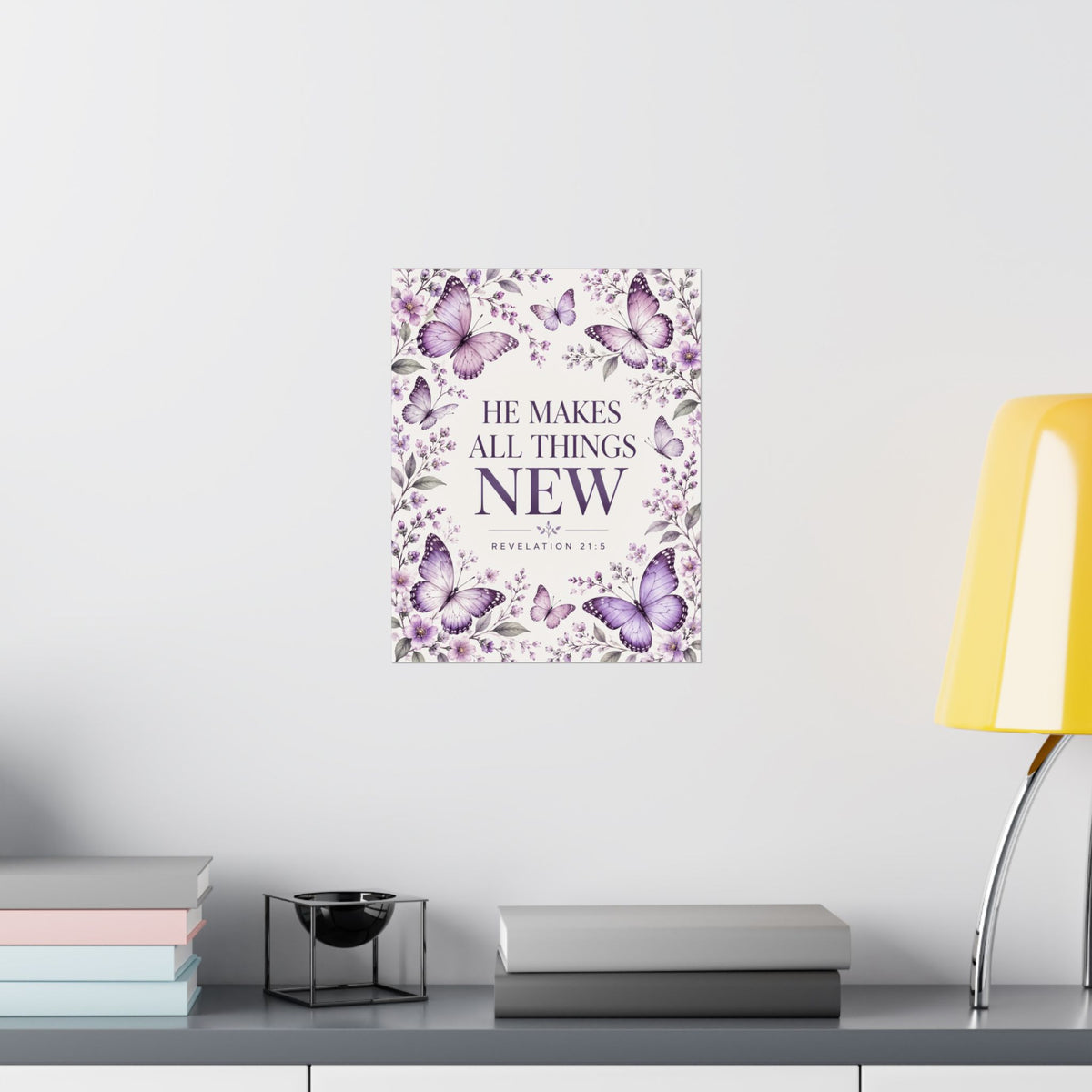 He Makes All Things New Purple Butterflies Wall Art