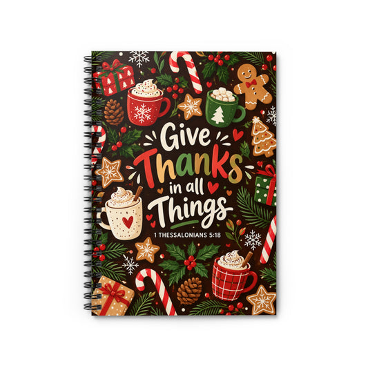 Gratitude Spiral Journal with Gingerbread and Candy Canes