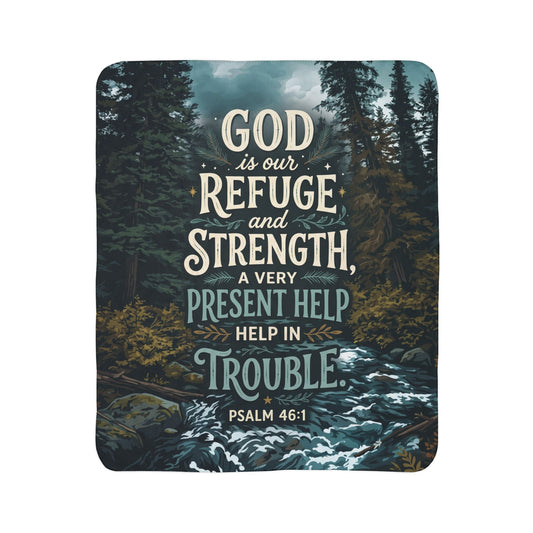God Is Our Refuge Sherpa Blanket