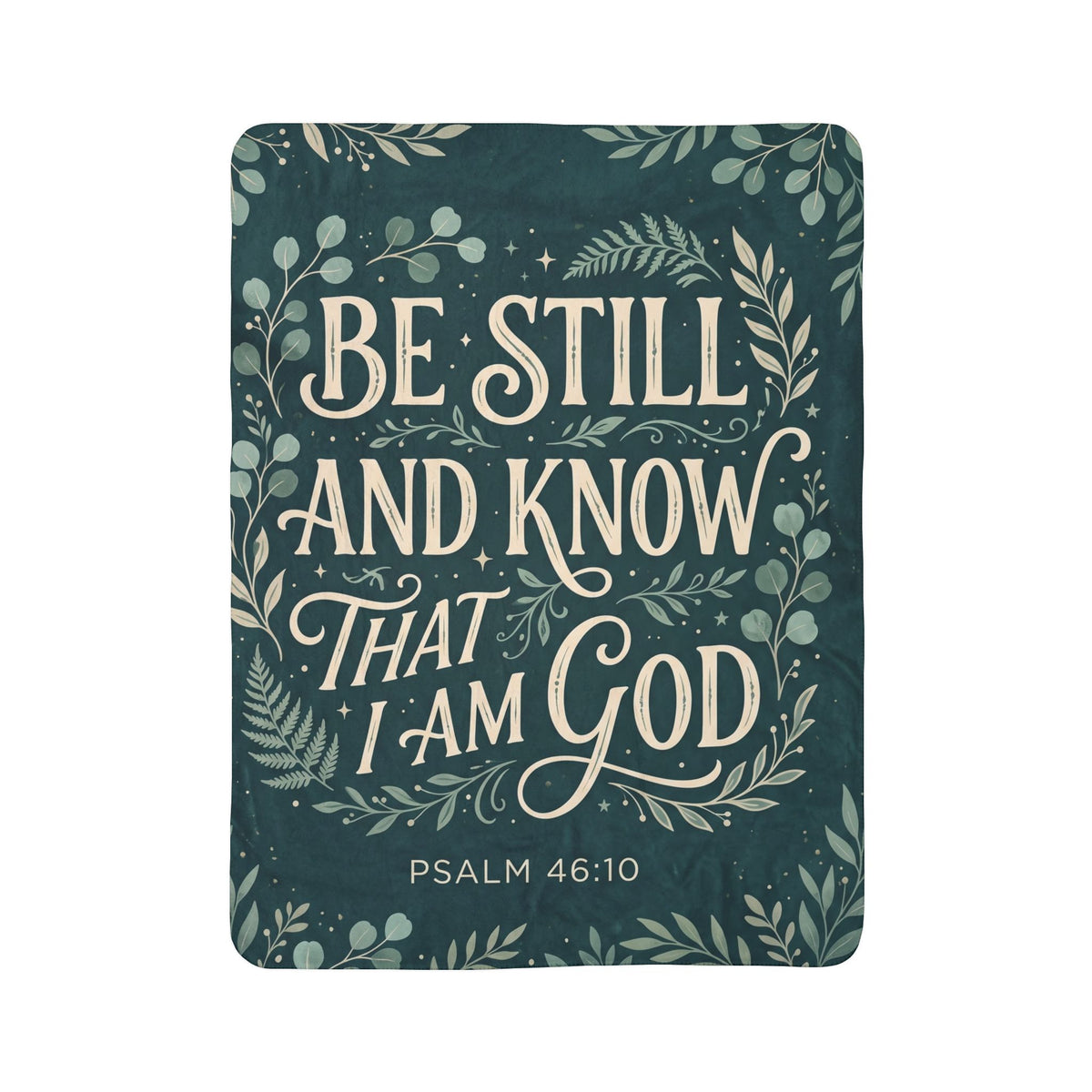 Be Still and Know Evergreen Botanical Sherpa Blanket
