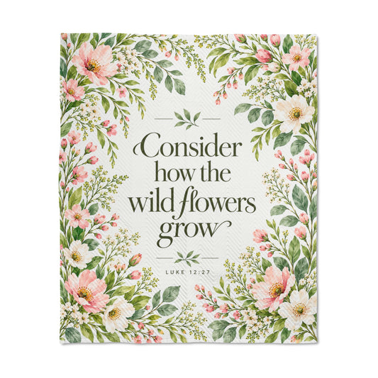 Consider How the Wildflowers Grow Quilted Throw