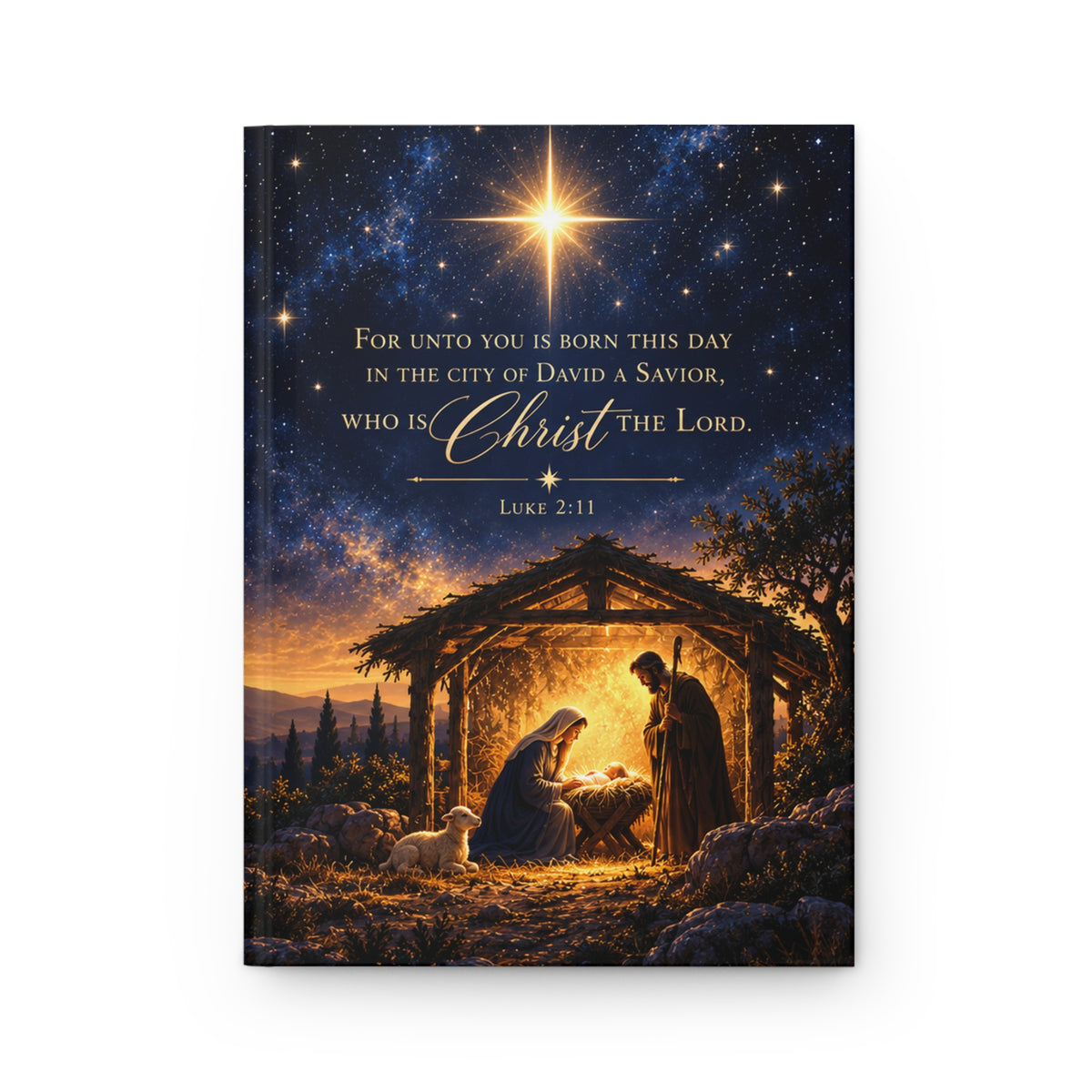 Nativity Christmas Journal with Starry Night Stable Hardcover