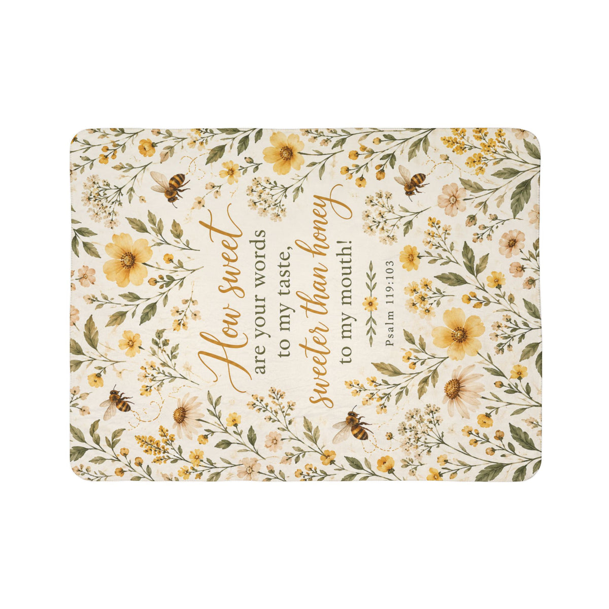 Sweeter Than Honey Floral Bee Sherpa Blanket
