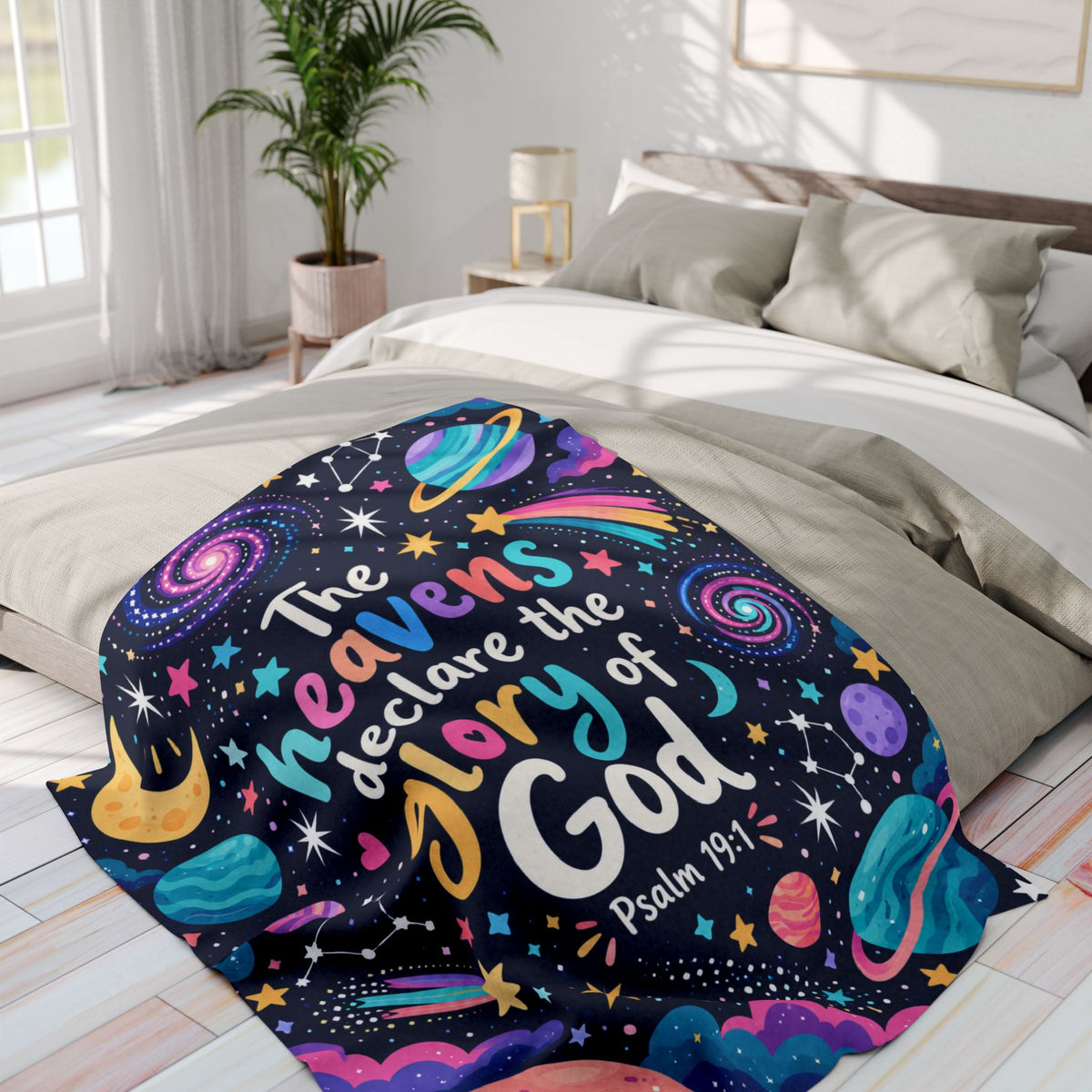 The Heavens Declare Purple Galaxy Fleece Blanket
