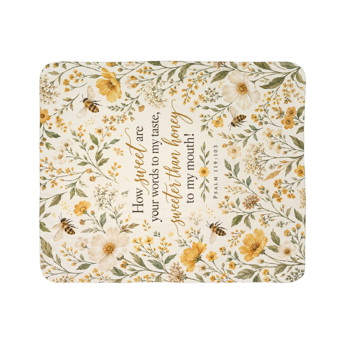 Sweeter Than Honey Floral Bee Sherpa Blanket