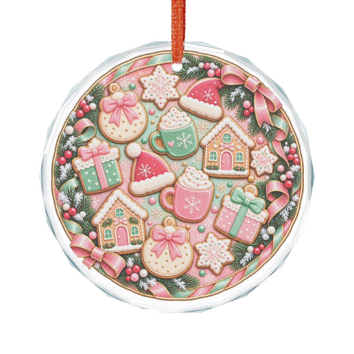 Sweet Christmas Cookies and Cocoa Crystal Glass Ornament