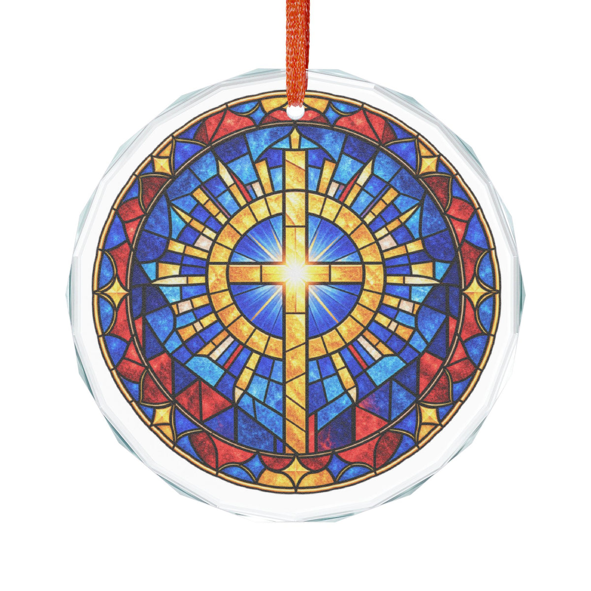 Stained Glass Cross Crystal Glass Ornament