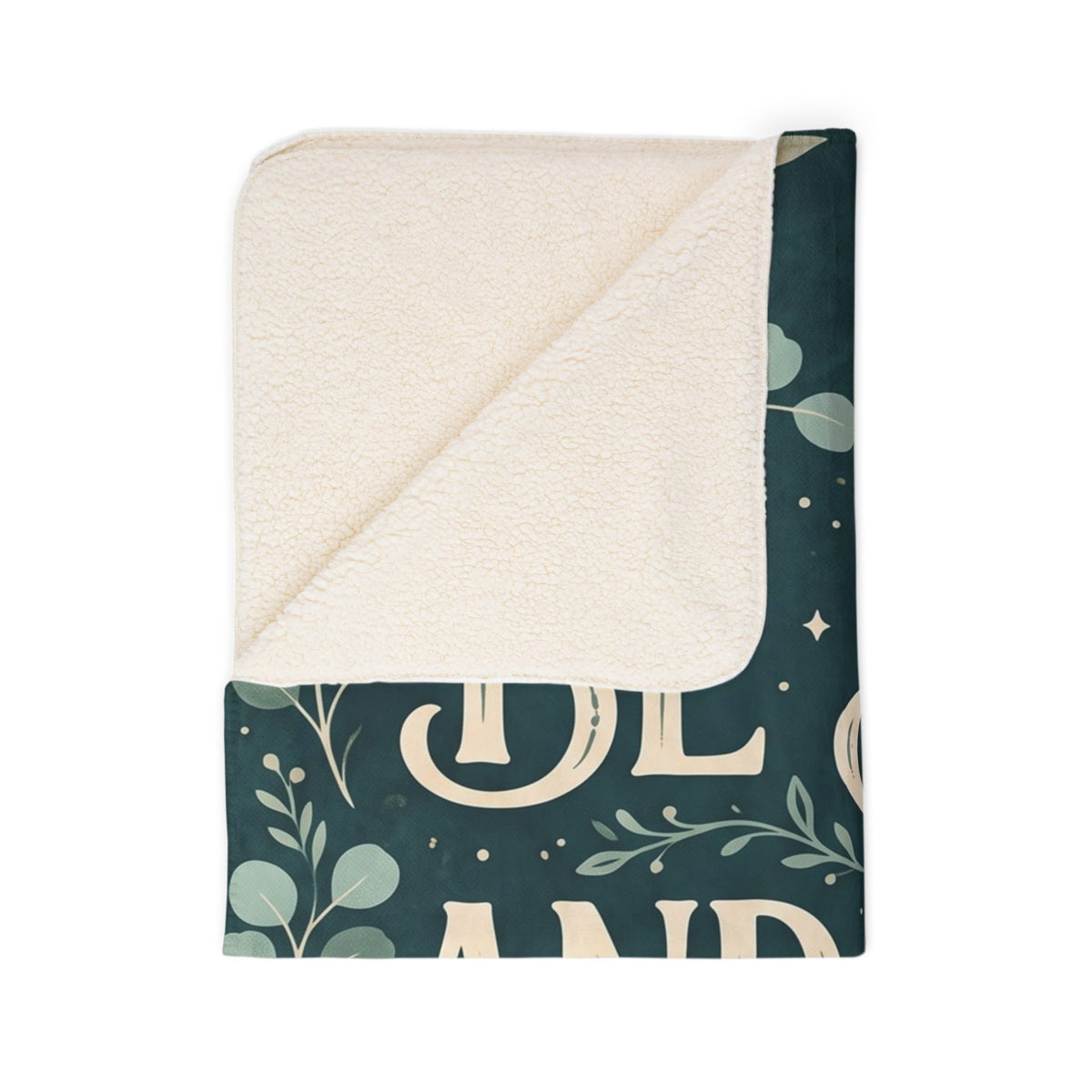 Be Still and Know Evergreen Botanical Sherpa Blanket