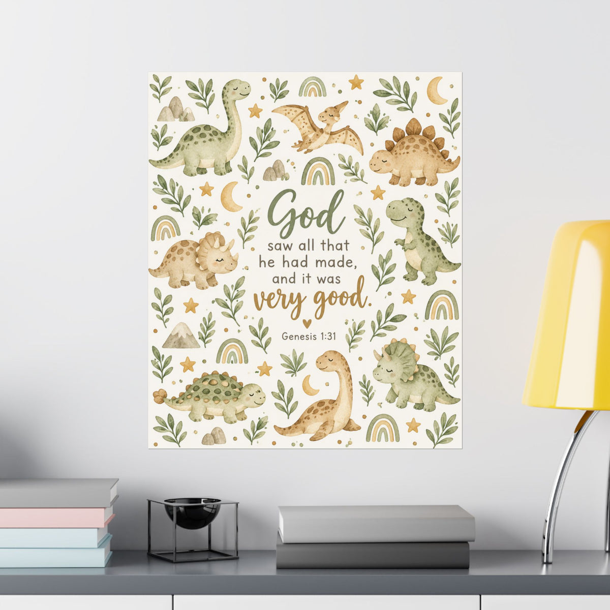 God Saw That It Was Very Good Baby Dinosaurs Nursery Wall Art