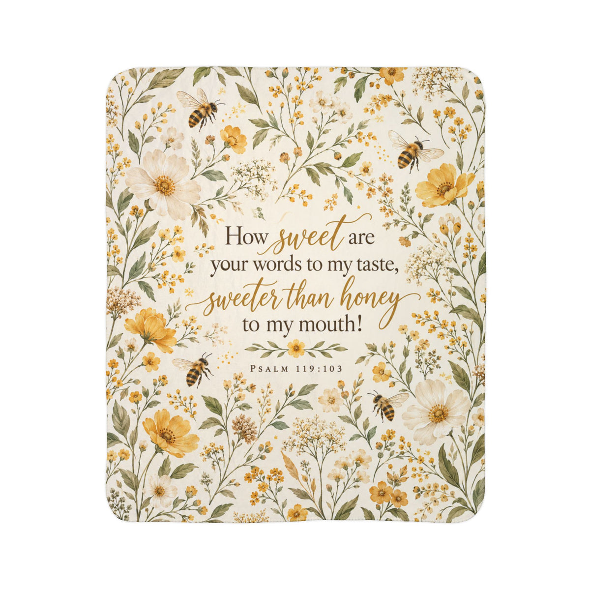Sweeter Than Honey Floral Bee Sherpa Blanket