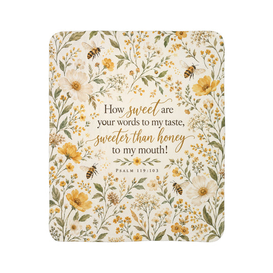 Sweeter Than Honey Floral Bee Sherpa Blanket
