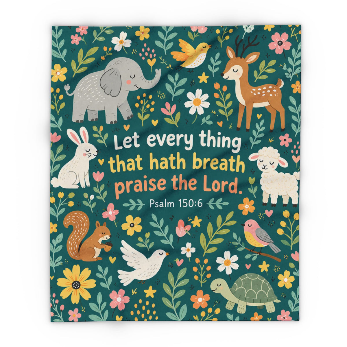 Let Every Thing Praise the Lord Woodland Animals Fleece Blanket